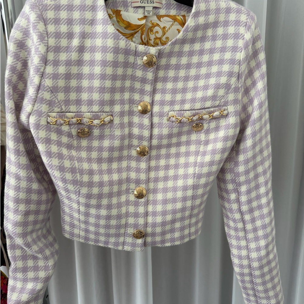 GUESS Women's Purple Tweed Jacket